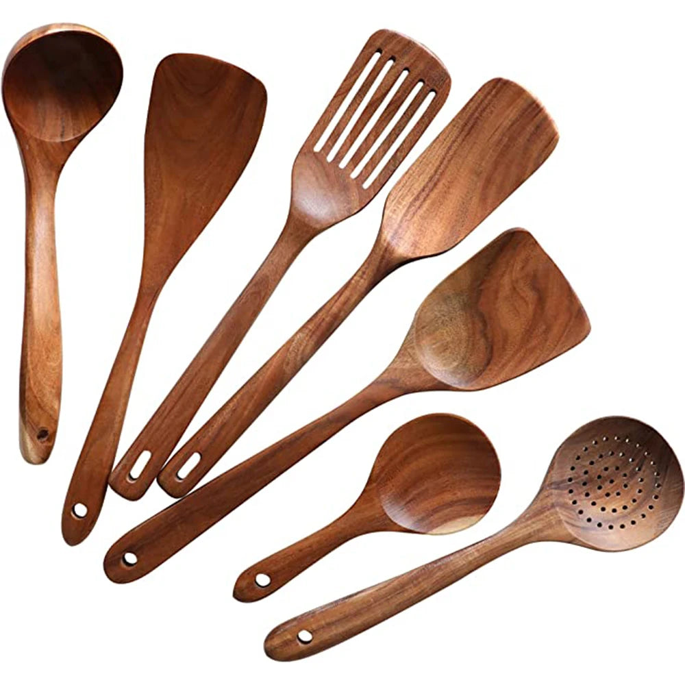 Set de Utensilios de Cocina de Madera de Teca Natural