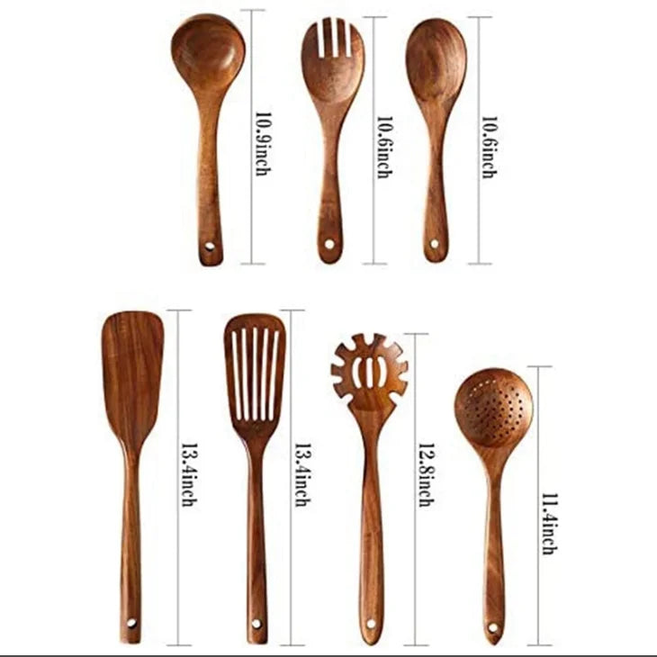 Set de Utensilios de Cocina de Madera de Teca Natural