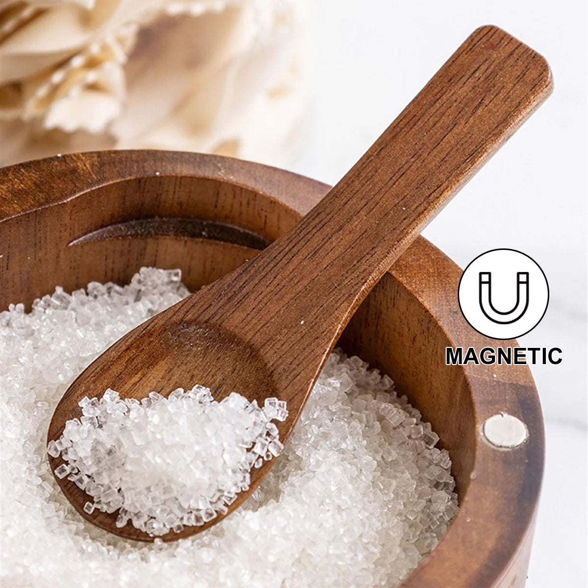 Recipiente de madera de acacia para cocina