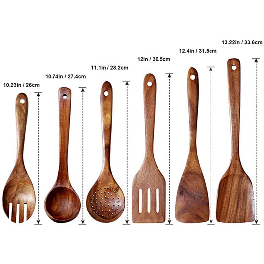 Set de Utensilios de Cocina de Madera de Teca Natural