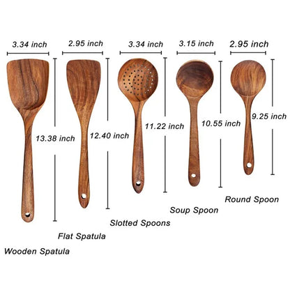 Set de Utensilios de Cocina de Madera de Teca Natural