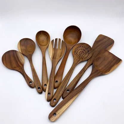 Set de Utensilios de Cocina de Madera de Teca Natural