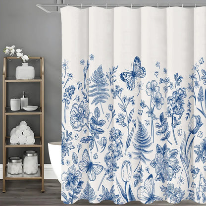 Cortina decorativa Blue Floral Butterfly