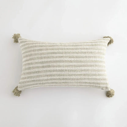Funda de Cojín Beige con Flecos