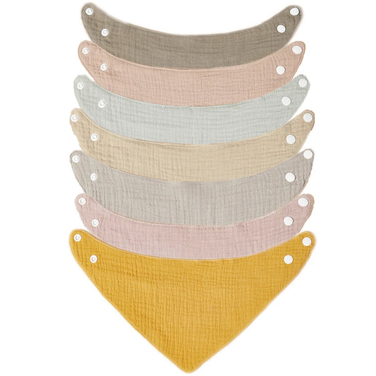 Set 7 Baberos Unisex de algodón suave para bebé