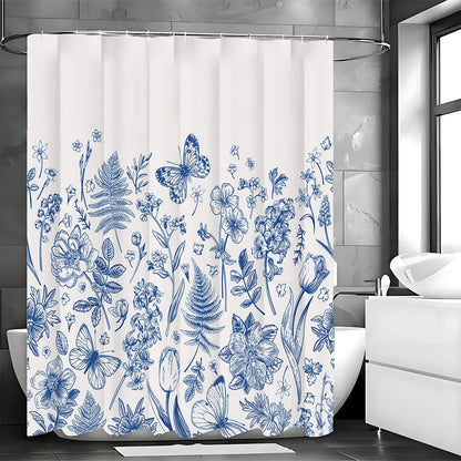 Cortina decorativa Blue Floral Butterfly